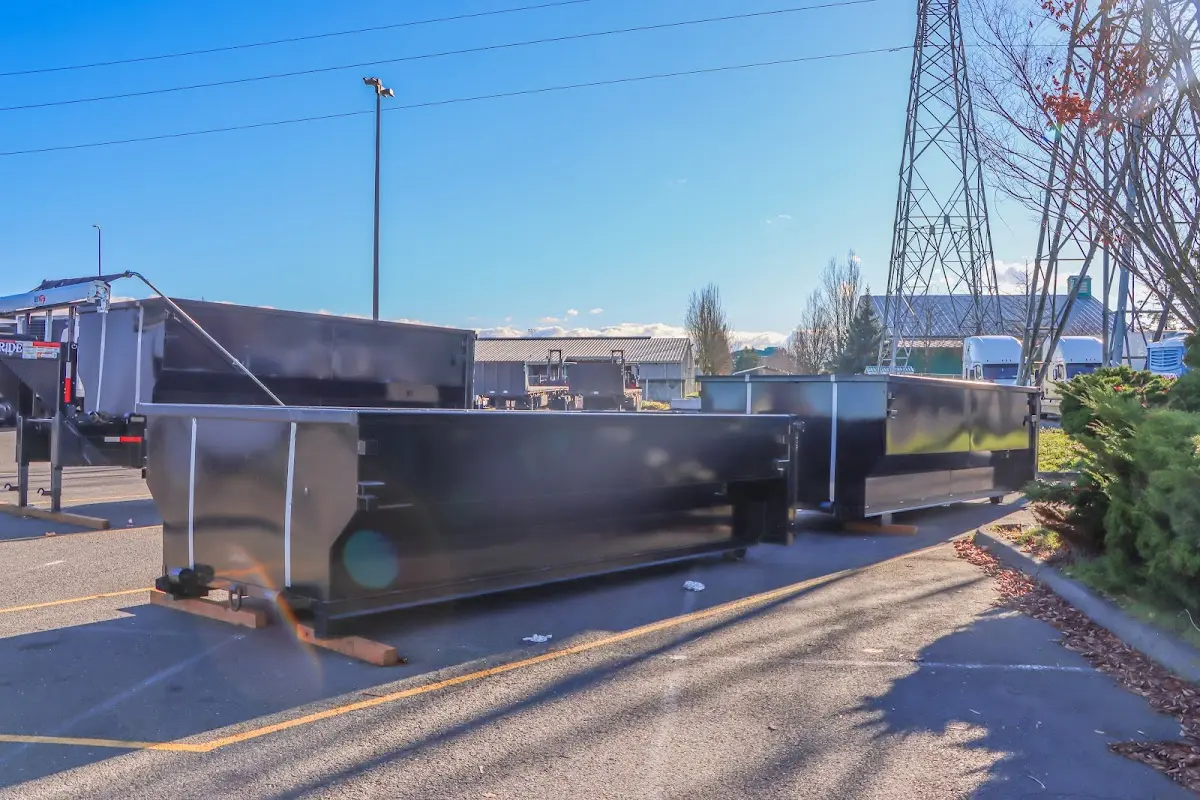 Roll-off dumpster ready for waste disposal at job site for Roll Off Dumpster Rental in Morris Plains